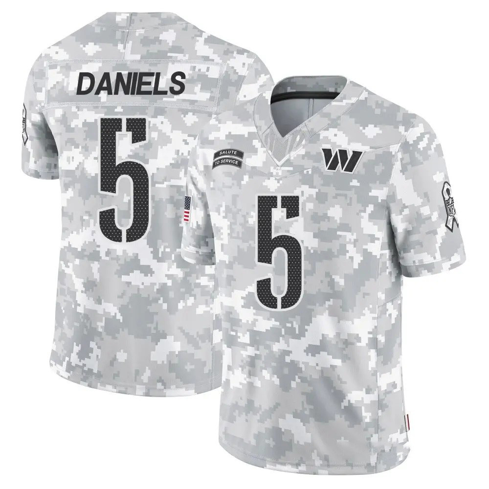 Jayden Daniels Washington Commanders Nike 2024 Salute to Service Limited Jersey - Arctic Camo-GridironStore